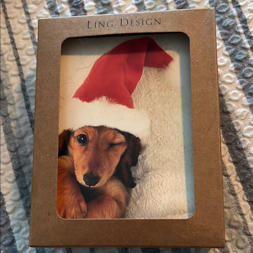 Ling Design Christmas Card with Winking Dachshund
